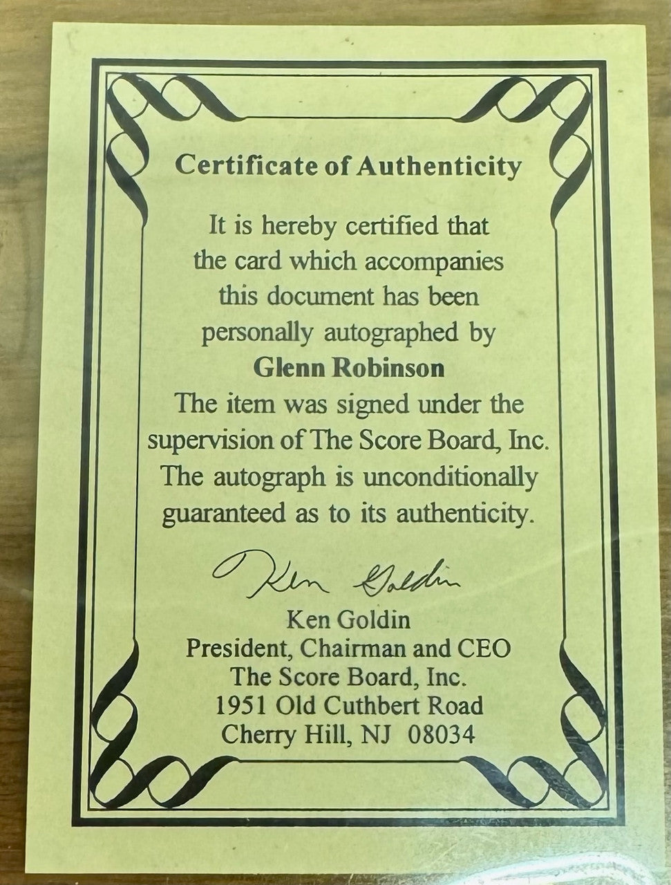 1994 Classic Draft Glenn Robinson Gold Auto /3000 Score Board "A"