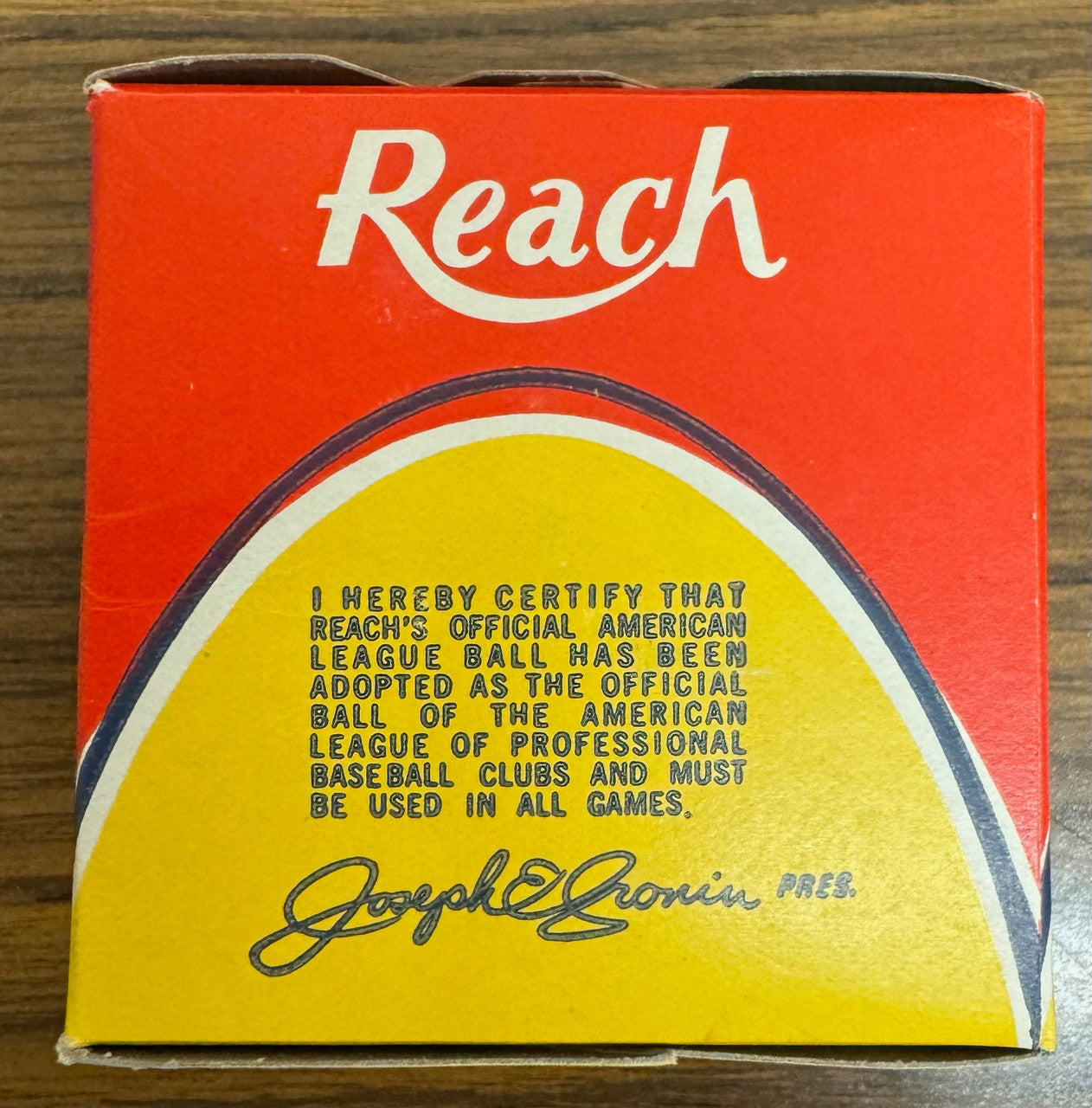 1960s Reach AL Baseball Joe Cronin Sealed w/ Pull Tab