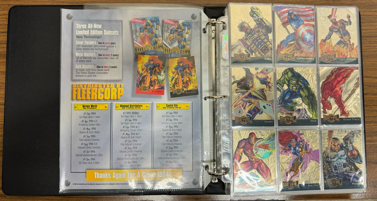 1995 Marvel Metal Inaugural Edition Complete Set in Album W/ Subsets + Extras