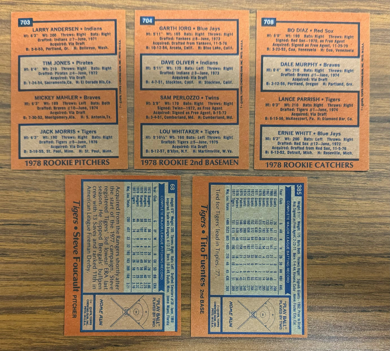 1978 Detroit Tigers Team Set (29) Trammell Parrish Morris EX/MT Overall