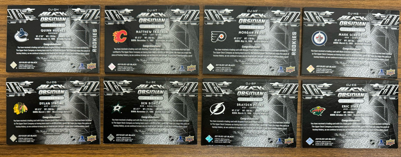 2019-20 SPX Black Obsidian Jerseys Set w/ Rookies (32) McDavid Hughes Makar