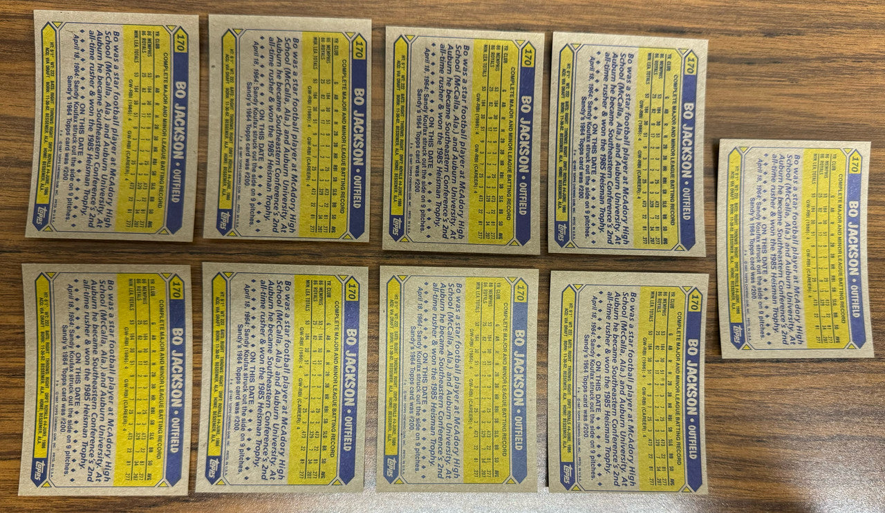 1987 Topps Future Stars Bo Jackson RC #170 Lot of 25 NM or Better