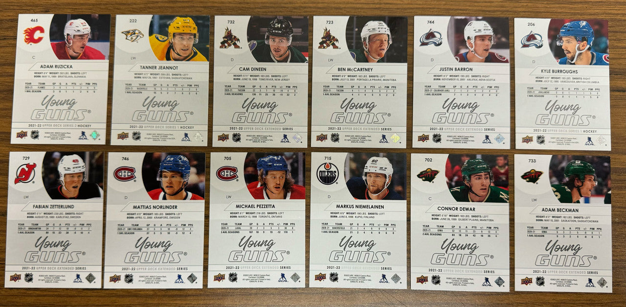 2021-22 Upper Deck Young Guns Lot of 34 Holtz Lundell