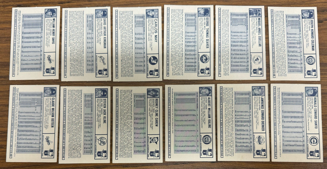 1973 Kelloggs 2D Baseball Pro Super Stars Complete Set (54) EX Overall