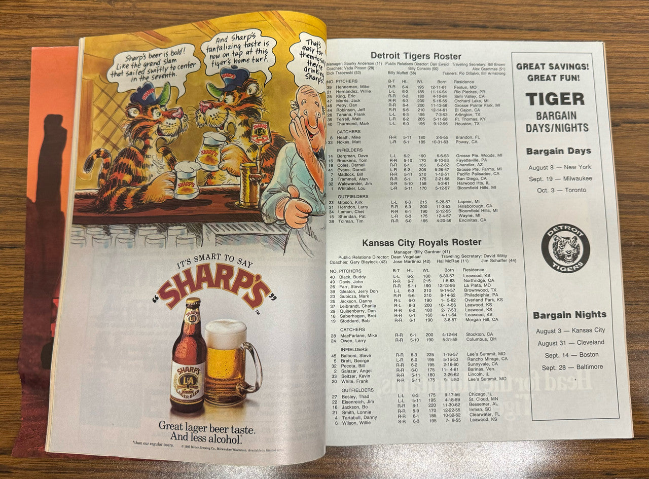 1987 Detroit Tigers Signed Autographed Scorebook Program Trammell Sparky ++++
