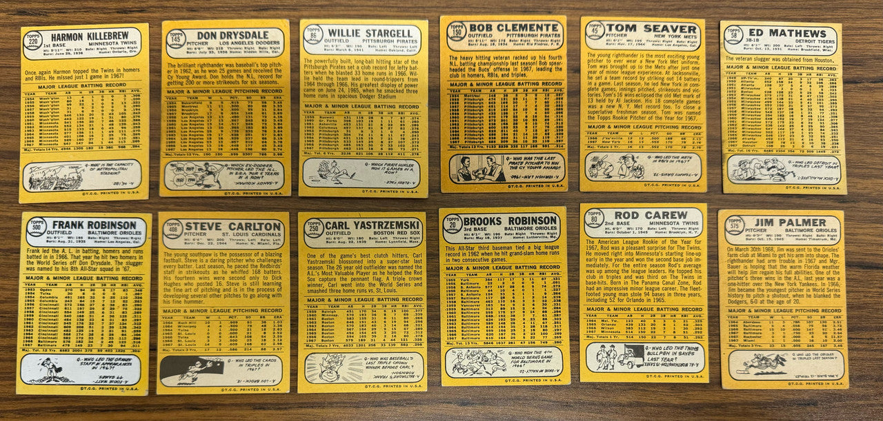 1968 Topps Baseball Near Complete Set 574/598 Overall EX+