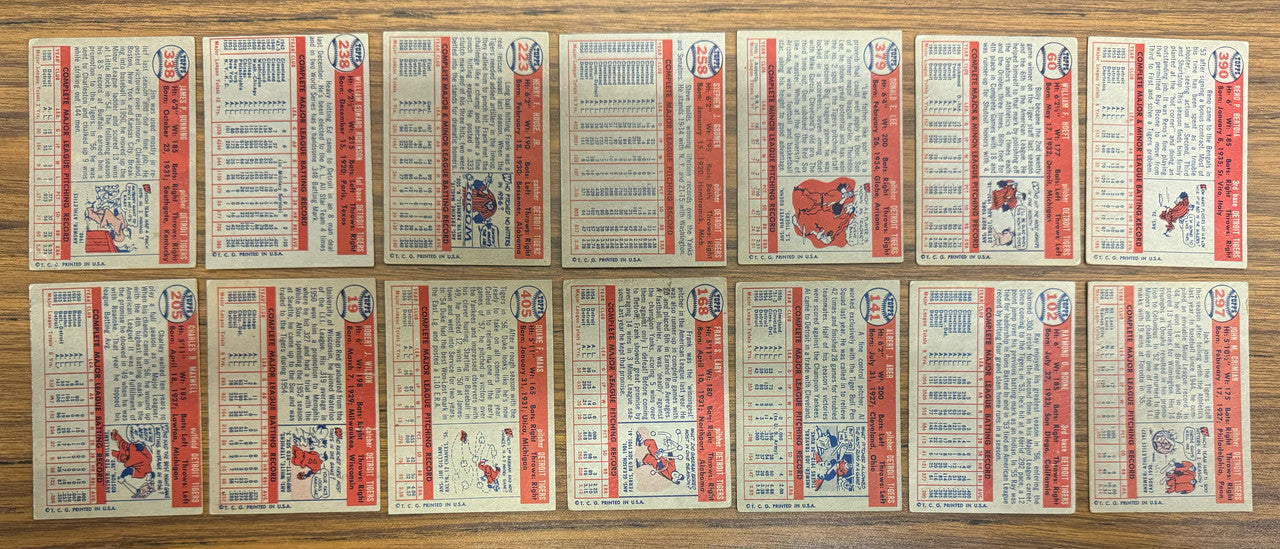 1957 Topps Detroit Tigers Team Set (26) Kaline Bunning VG/EX Overall