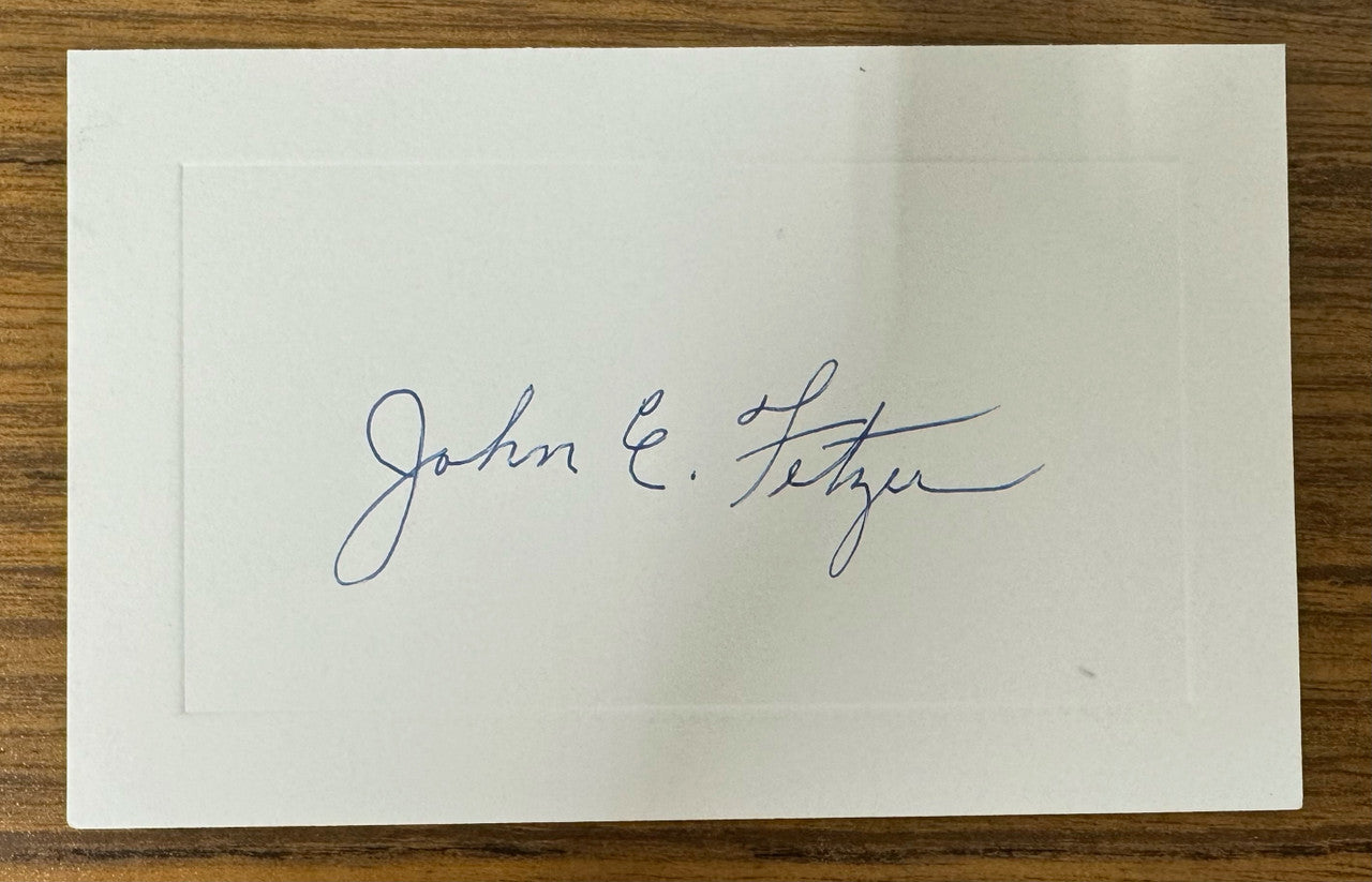 John E. Fetzer Autographed Index Card JSA + On a Handshake Book Signed by Tigers