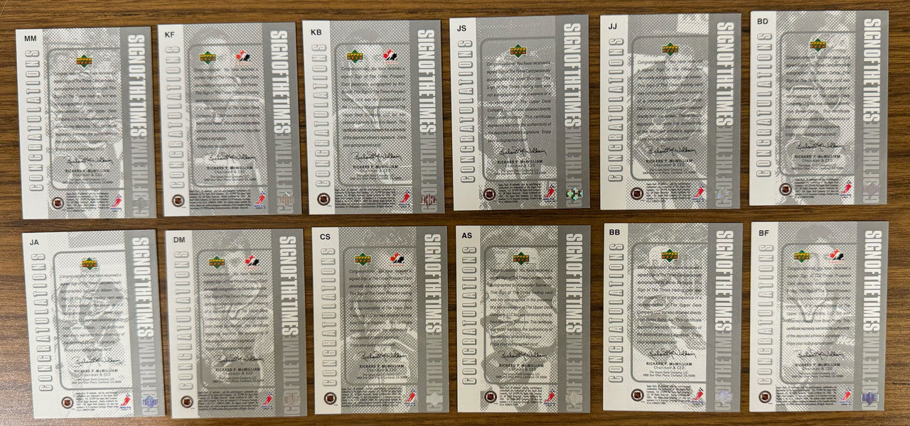 1998-99 SP Authentic Hockey Sign of the Times Auto Partial Set 36/50