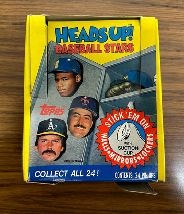 1990 Topps Heads Up Baseball Box w/ 24 Pin-Ups
