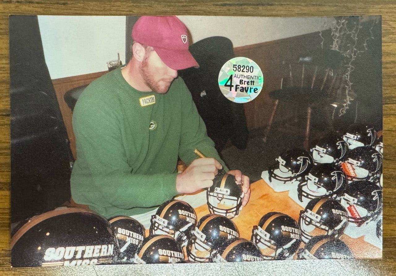 Brett Favre Signed Autographed Ridell Southern Miss Mini Helmet HoF Authentic