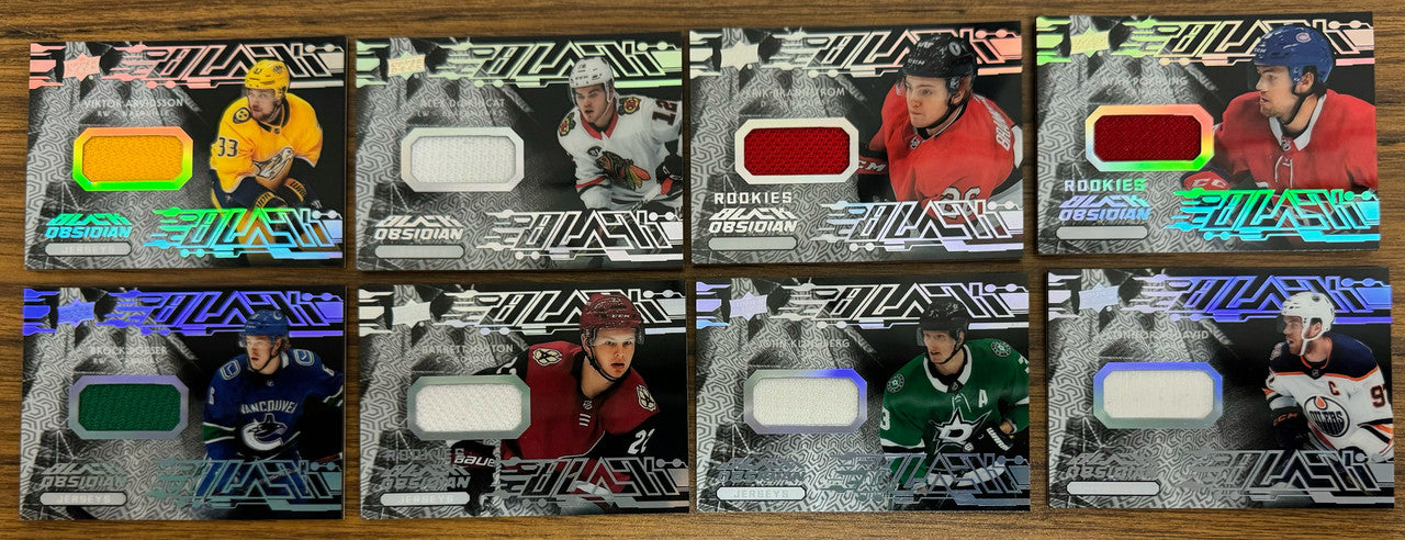 2019-20 SPX Black Obsidian Jerseys Set w/ Rookies (32) McDavid Hughes Makar