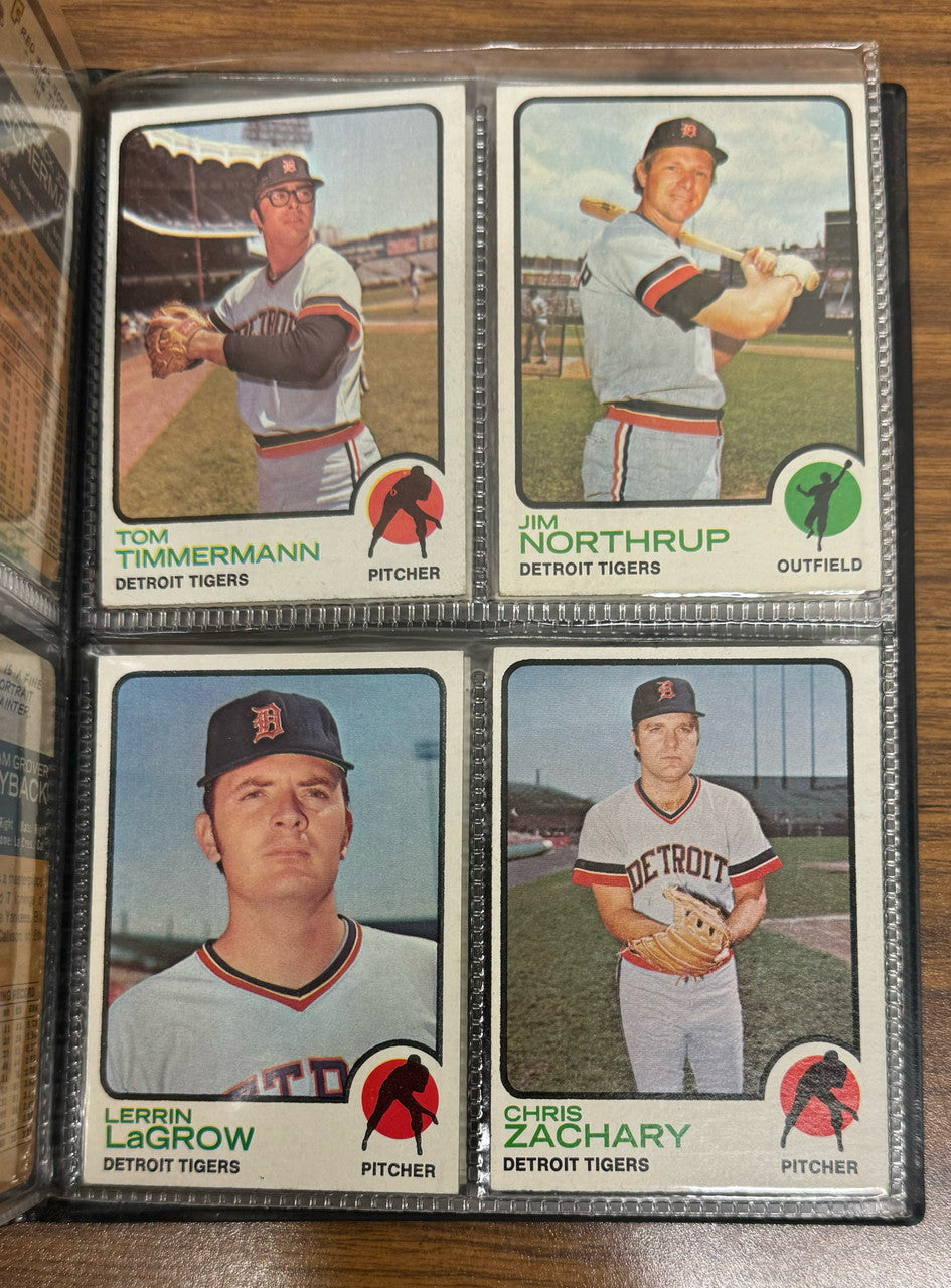 1973 Detroit Tigers Team Complete Set (30 Cards) EX With Album