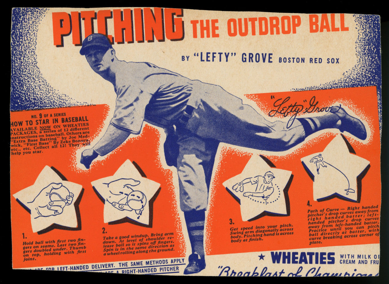 1937 Wheaties Series 6 Lefty Grove Hand Cut Panel #9 Low Grade