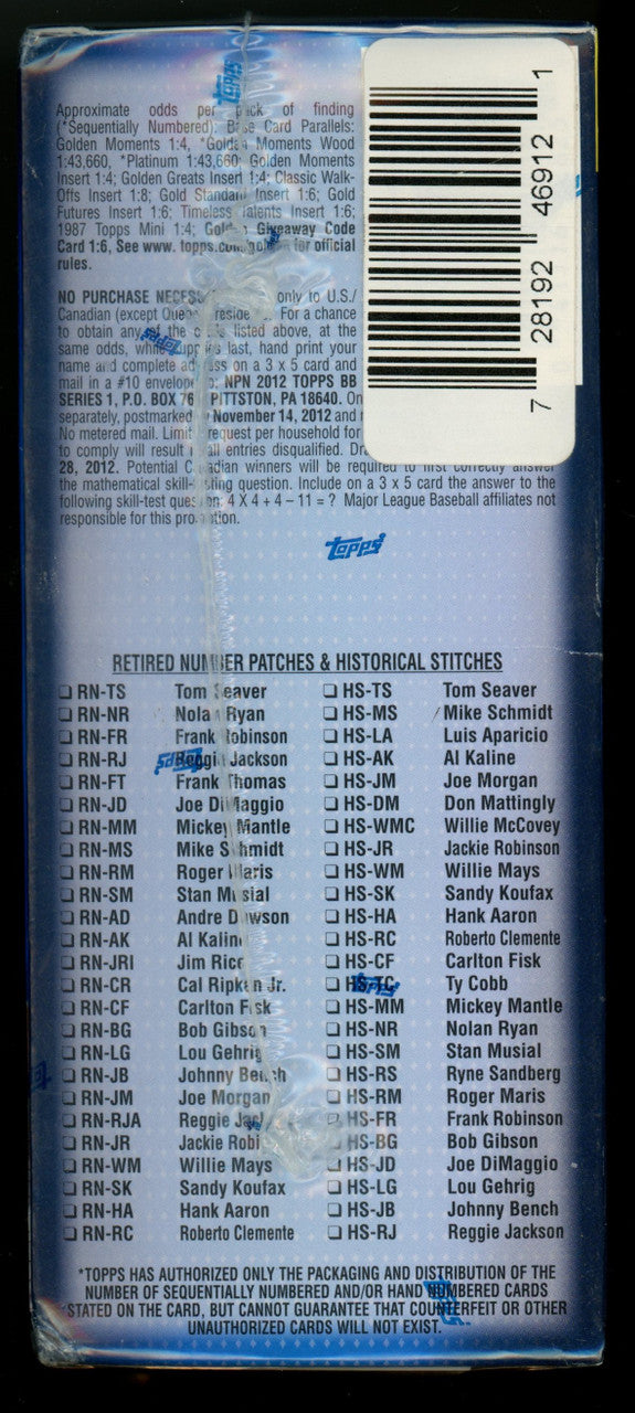 2012 Topps Series 1 Baseball Blaster Box Factory Sealed