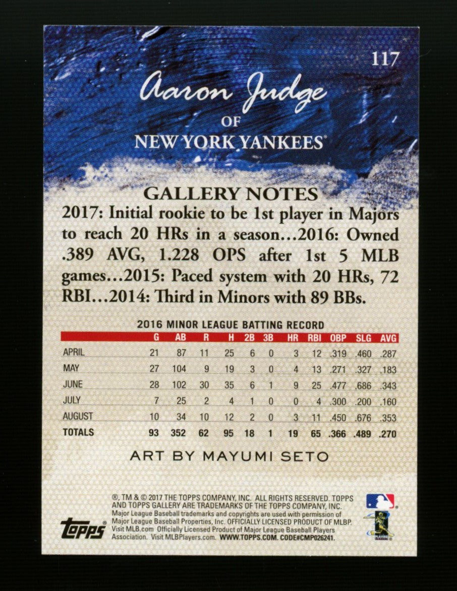 2017 Topps Gallery Baseball Complete Set (150) Aaron Judge
