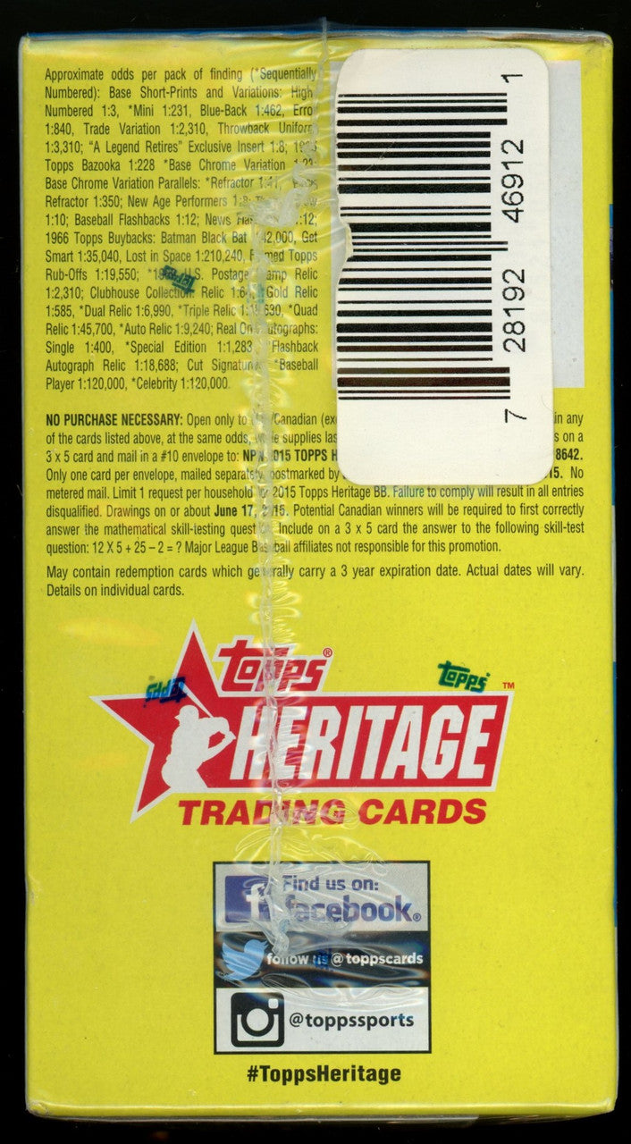 2015 Topps Heritage Baseball Blaster Box Factory Sealed