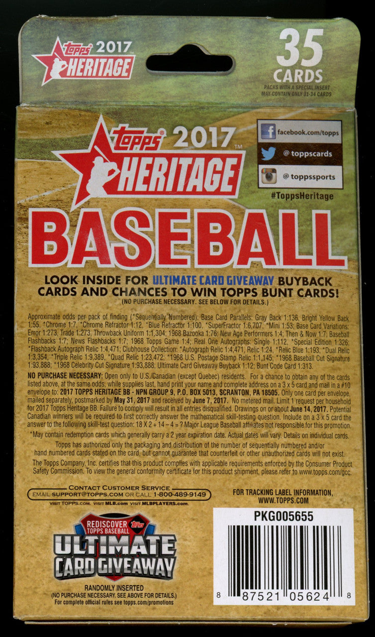 2017 Topps Heritage Baseball Hanger Box Sealed
