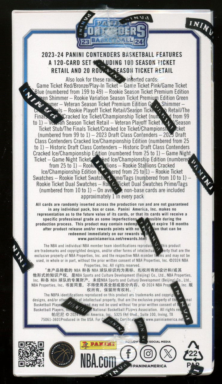 2023/24 Panini Contenders Basketball Blaster Box