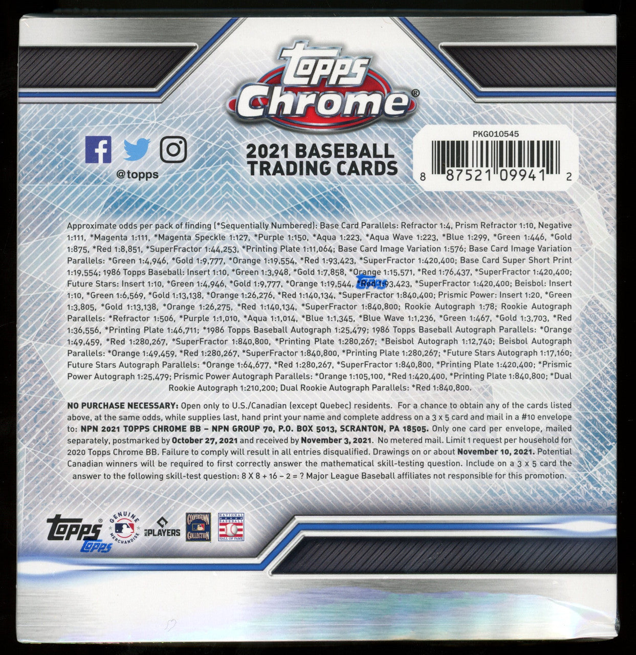 2021 Topps Chrome Baseball Mega Box