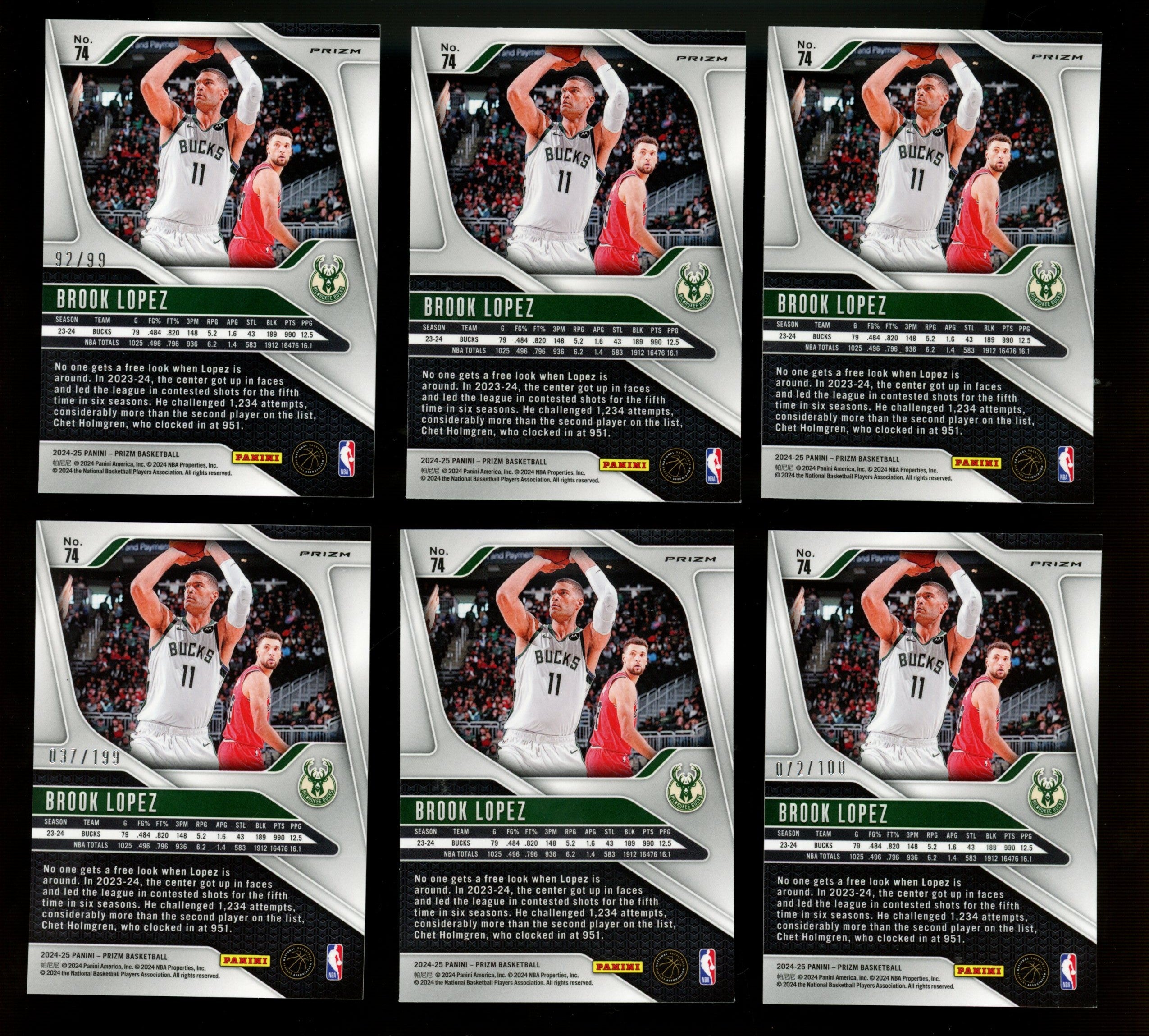 2024-25 Panini Prizm Brook Lopez #74 (Lot Of 25)