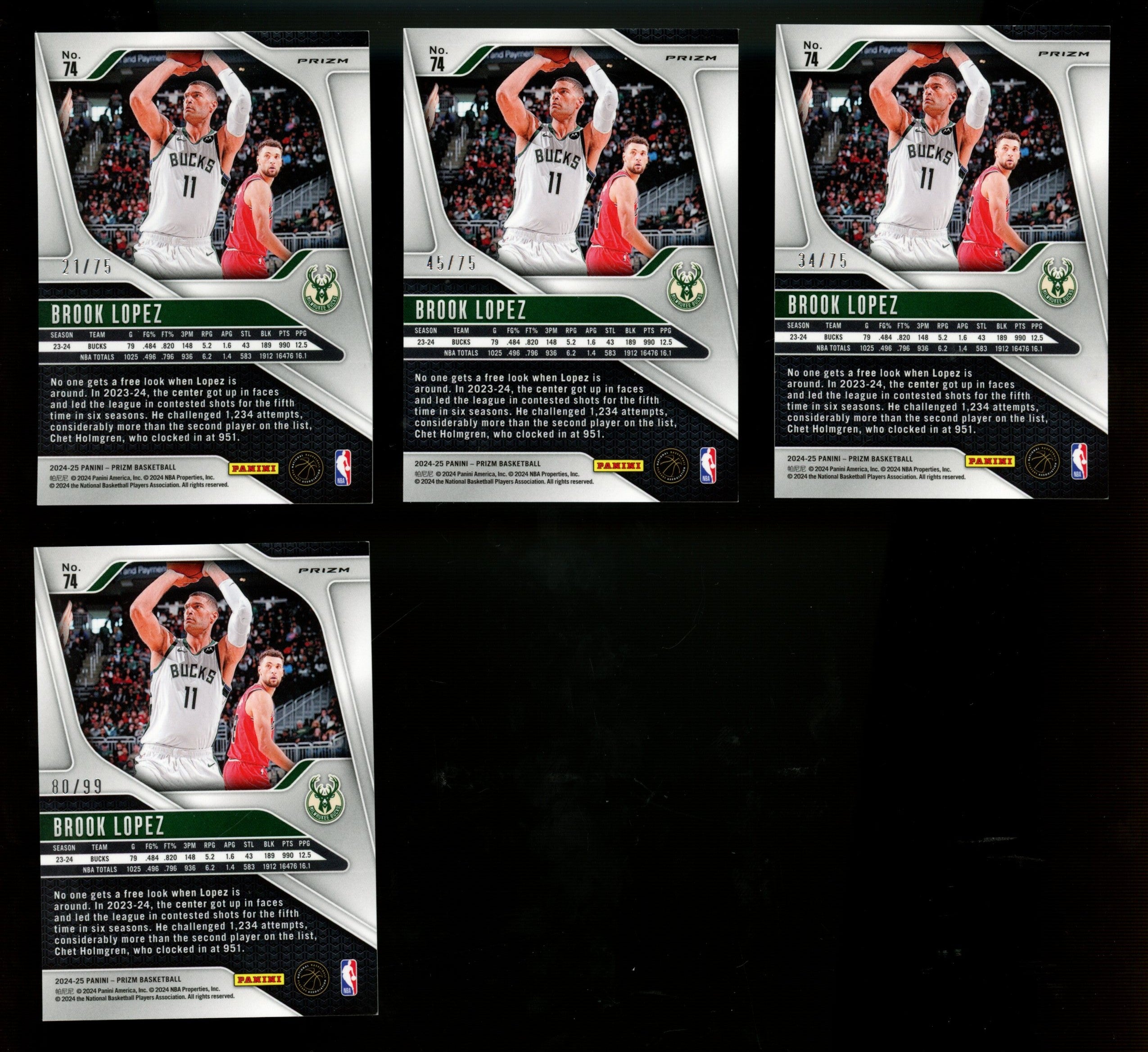 2024-25 Panini Prizm Brook Lopez #74 (Lot Of 25)