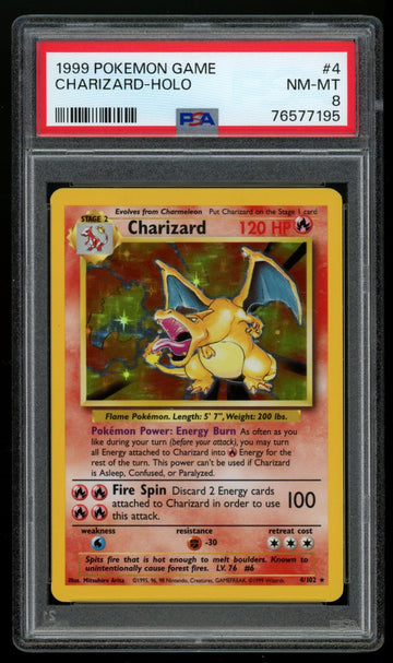 Pokemon Charizard Base Set Unlimited Holo #4/102 PSA 8