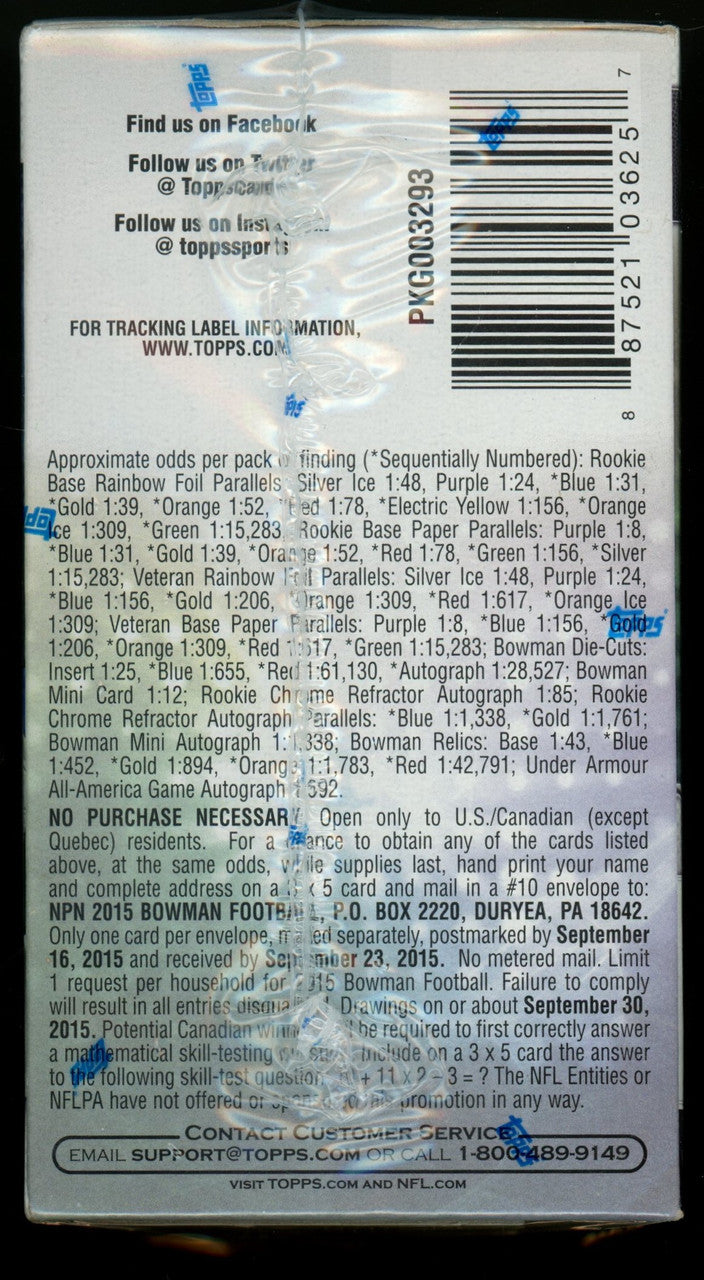 2015 Bowman Football Blaster Box Factory Sealed