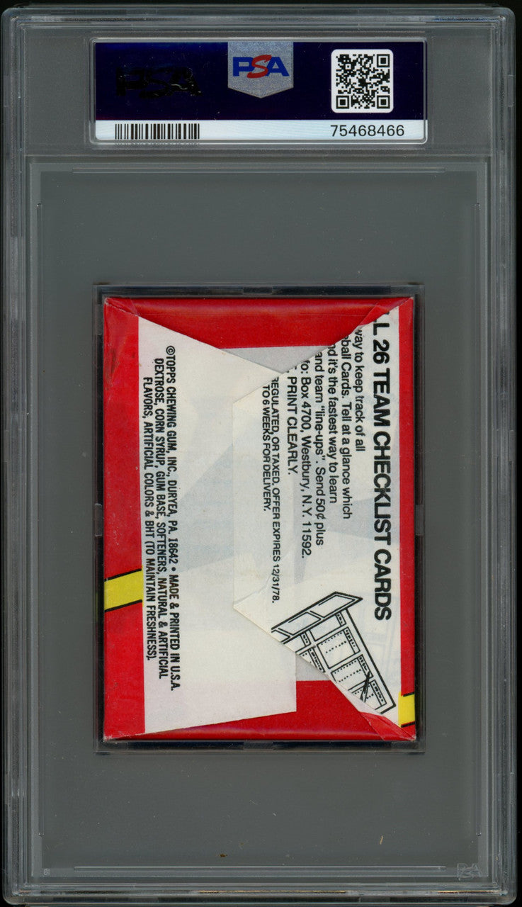 1978 Topps Baseball Wax Pack PSA 6