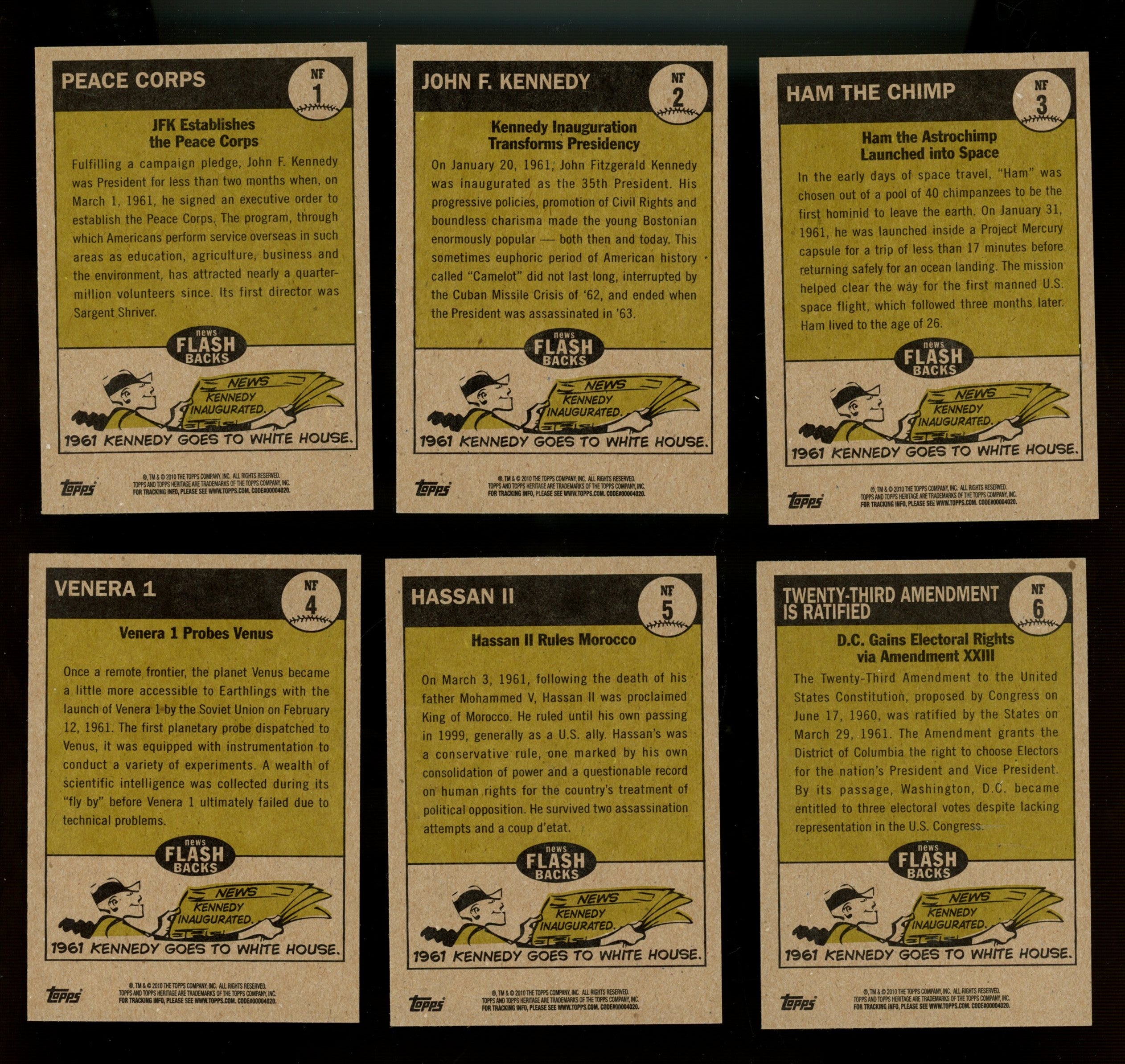 2010 Topps Heritage Baseball Flashbacks & News Complete Sets (10/10) & (10/10)