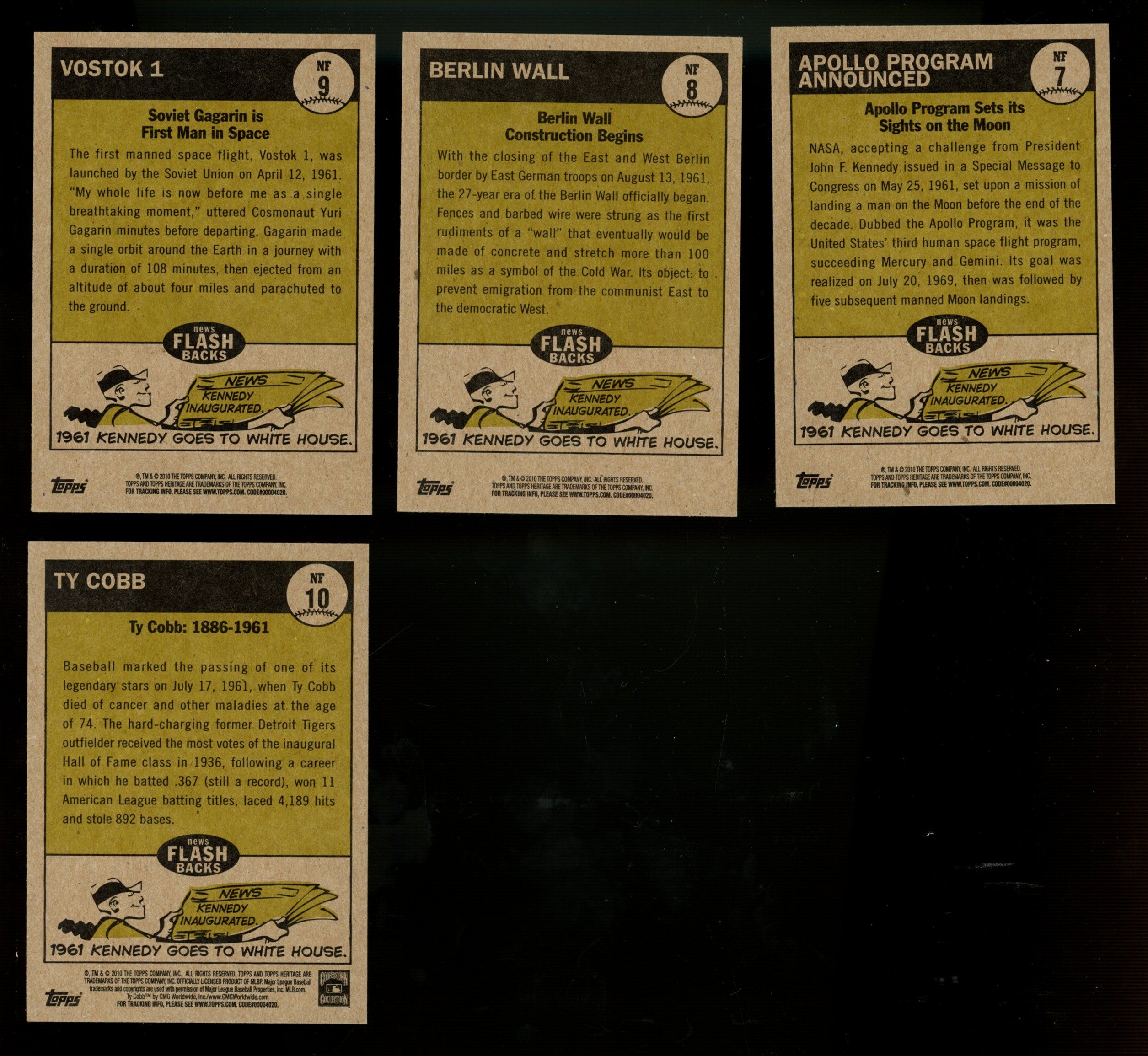 2010 Topps Heritage Baseball Flashbacks & News Complete Sets (10/10) & (10/10)