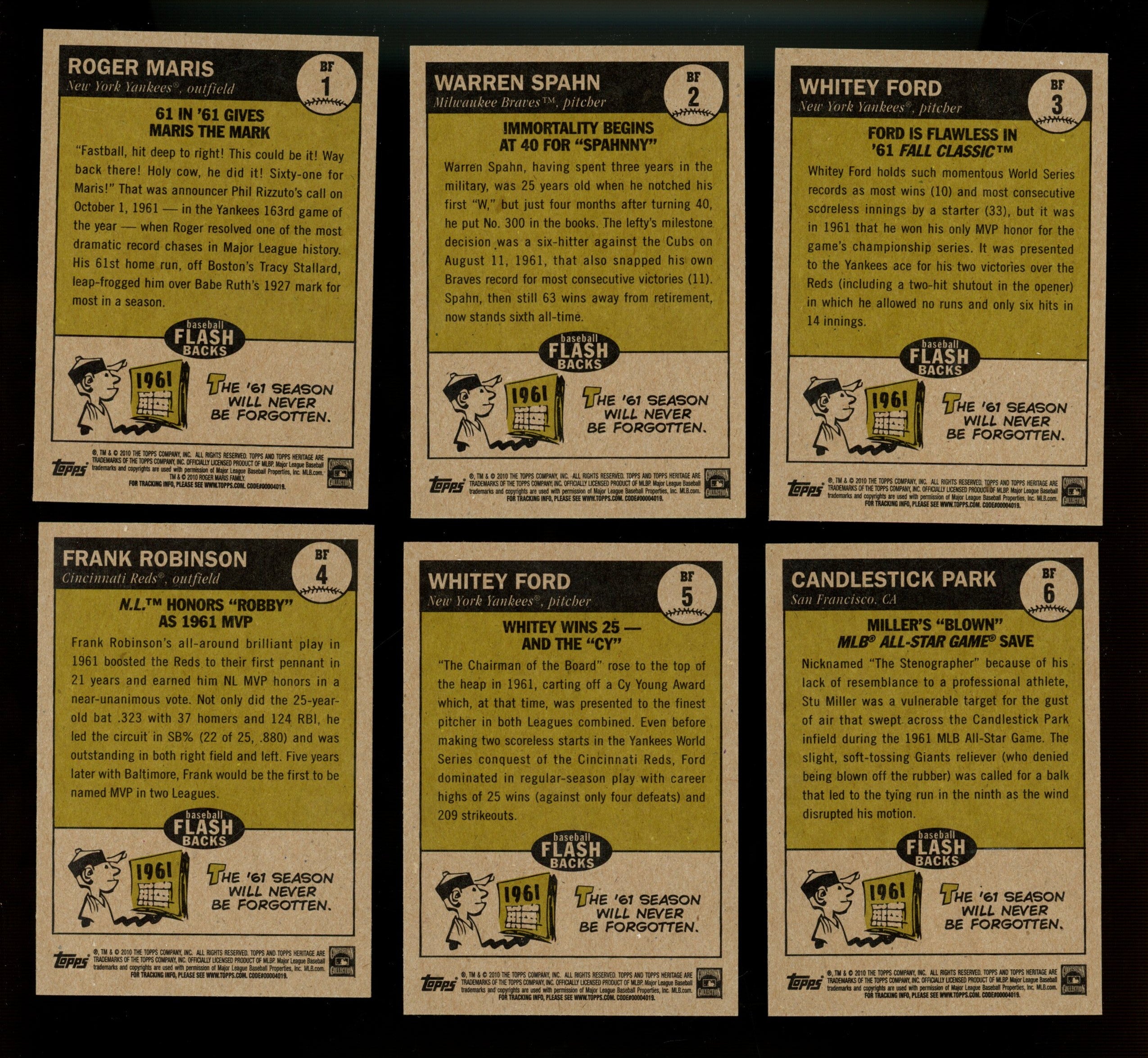 2010 Topps Heritage Baseball Flashbacks & News Complete Sets (10/10) & (10/10)