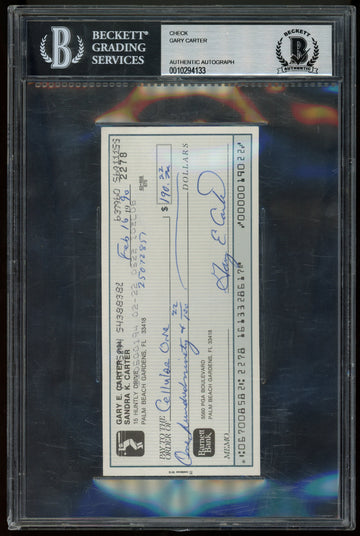 Gary Carter Signed Autographed Check BAS Authentic