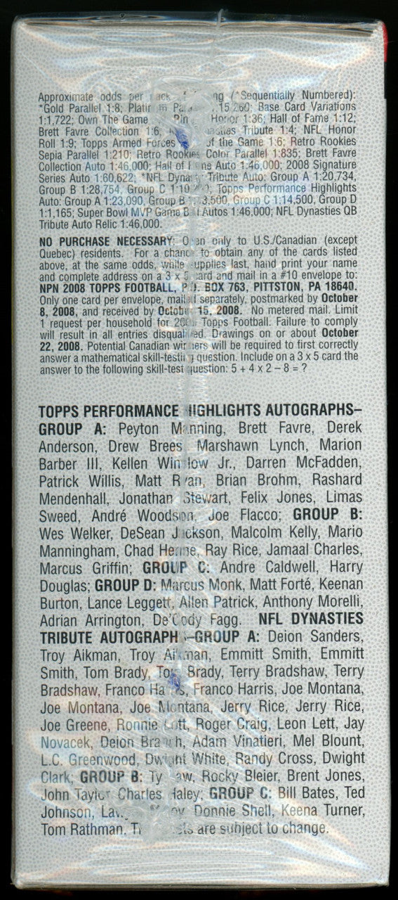 2008 Topps Football Blaster Bonus Box Factory Sealed