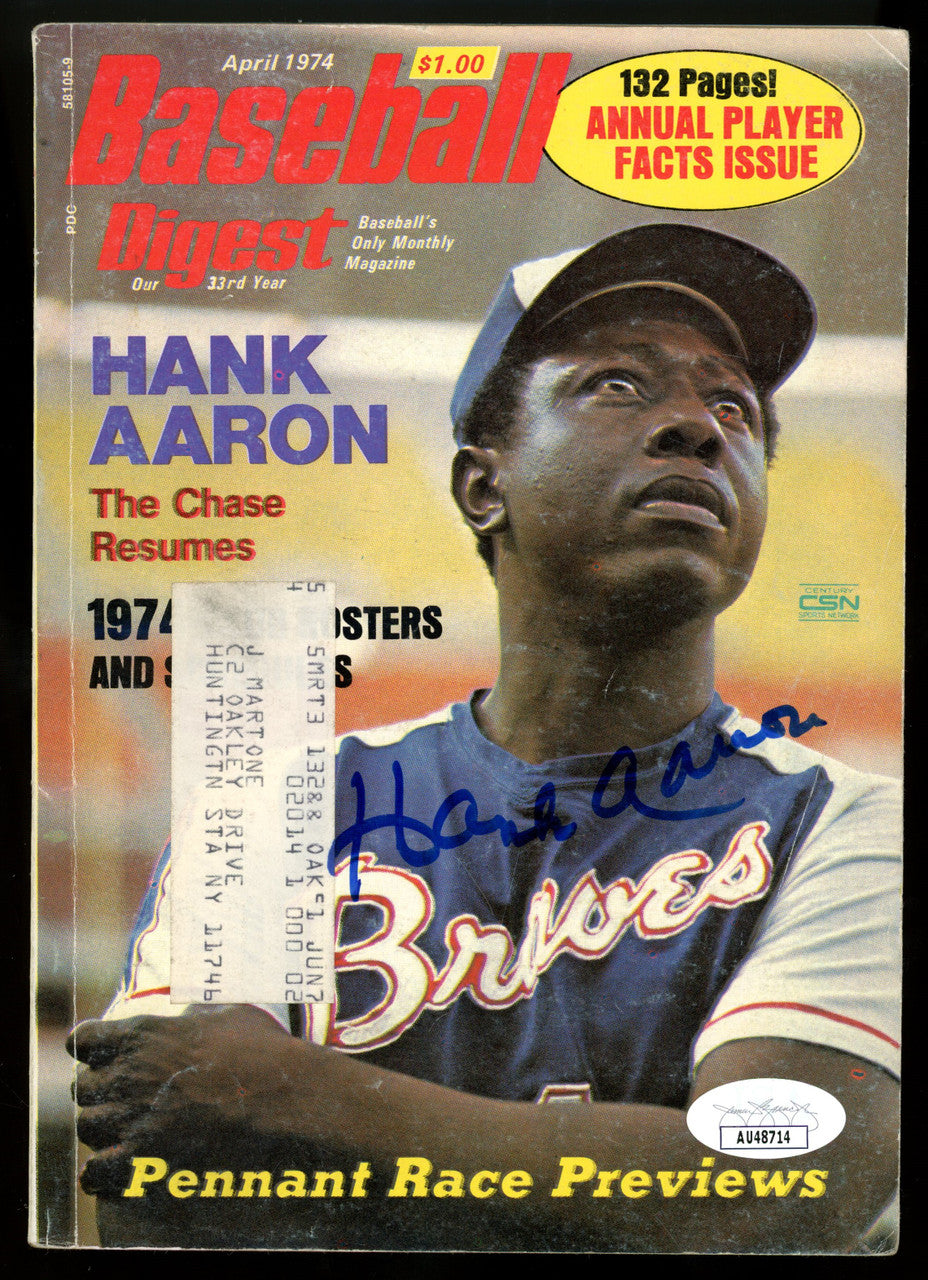 Hank Aaron Signed Autographed April 1974 Baseball Digest JSA