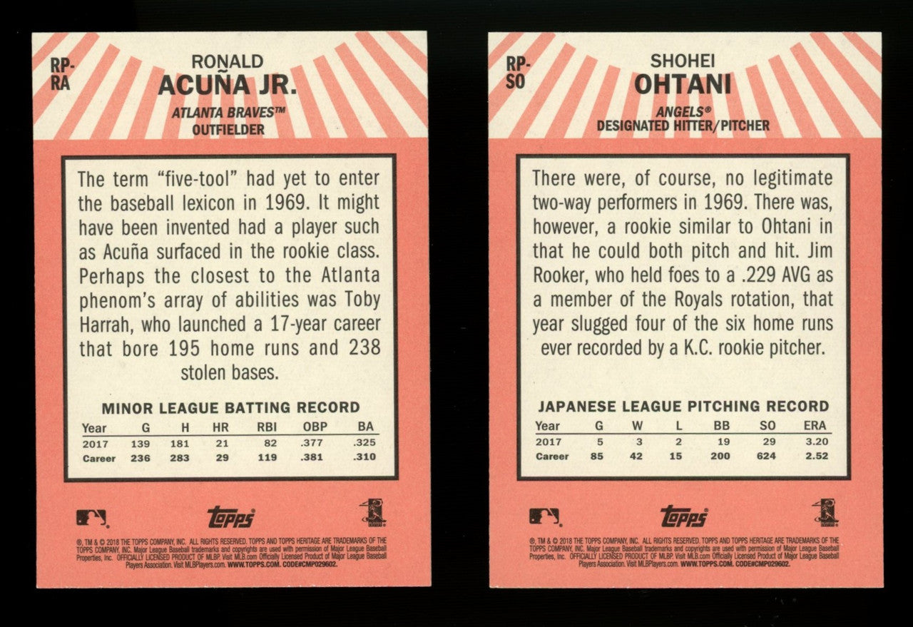 2018 Topps Heritage Baseball Rookie Performers Complete Set (15) Ohtani