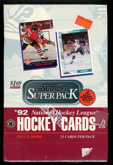 1992 Score Hockey US Edition Super Pack Box Factory Sealed