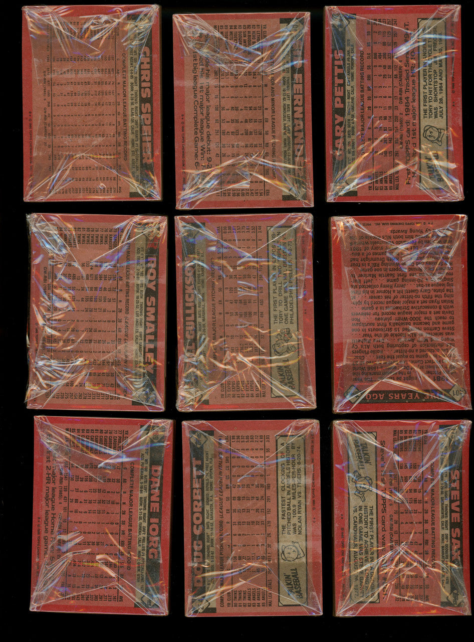 1986 Topps Baseball Grocery Cello Pack Lot of 17