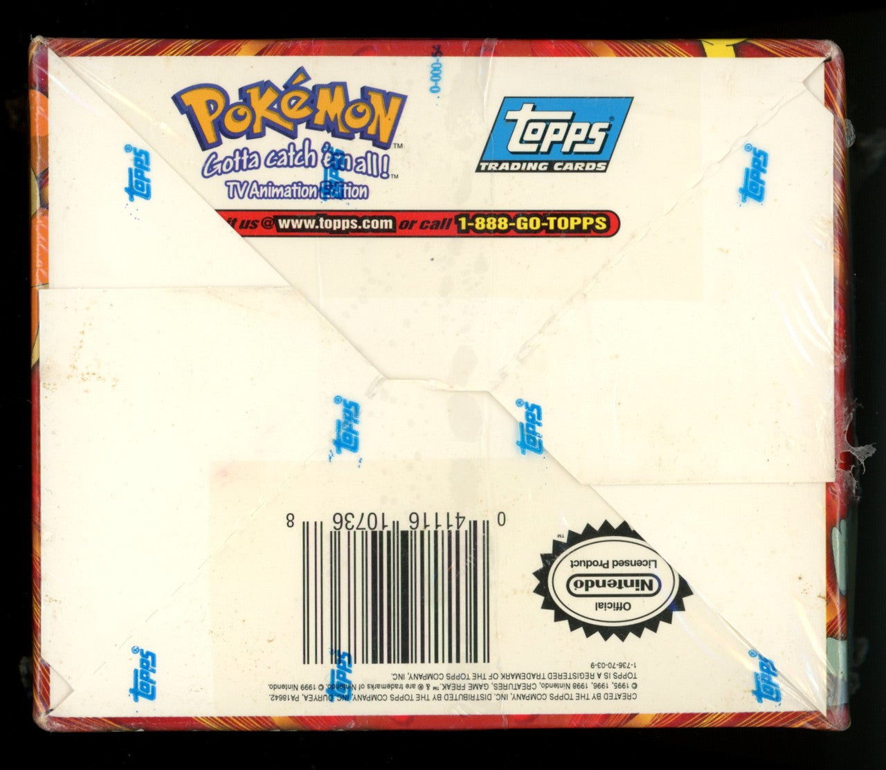 1999 Topps Pokemon TV Animation Series 1 Blue Label Booster Box Factory Sealed