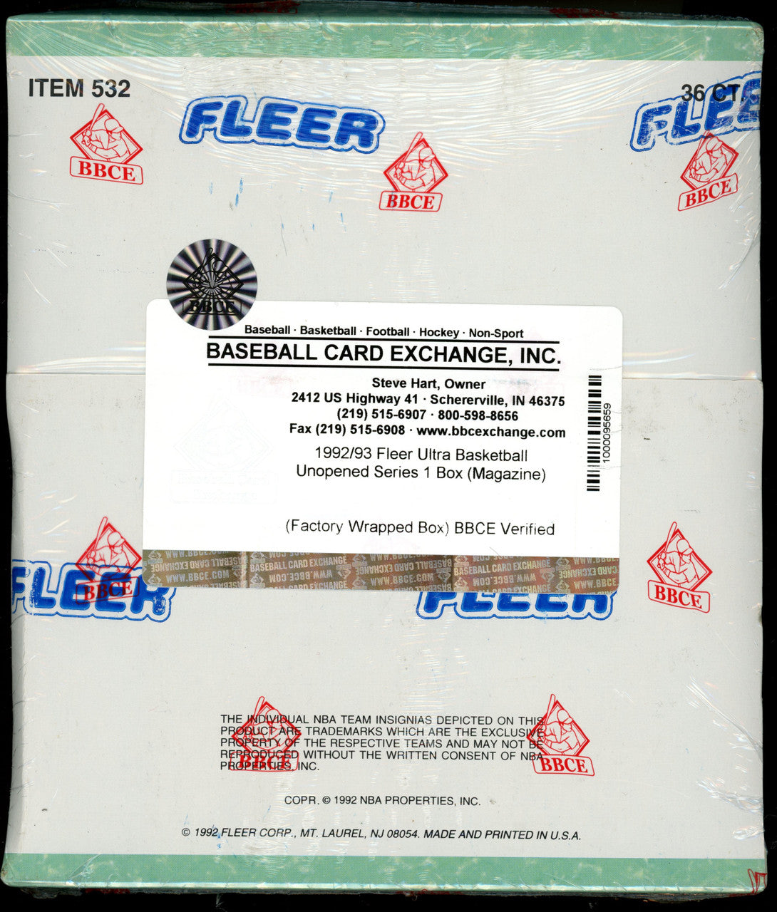 1992-93 Fleer Ultra Series 1 Basketball Jumbo Box Factory Sealed BBCE Wrapped