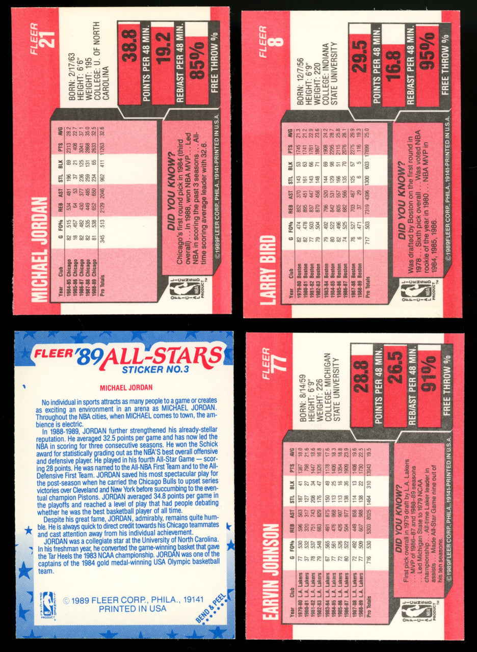 1989-90 Fleer Basketball Complete Set (168) + Stickers (11) NM-MT