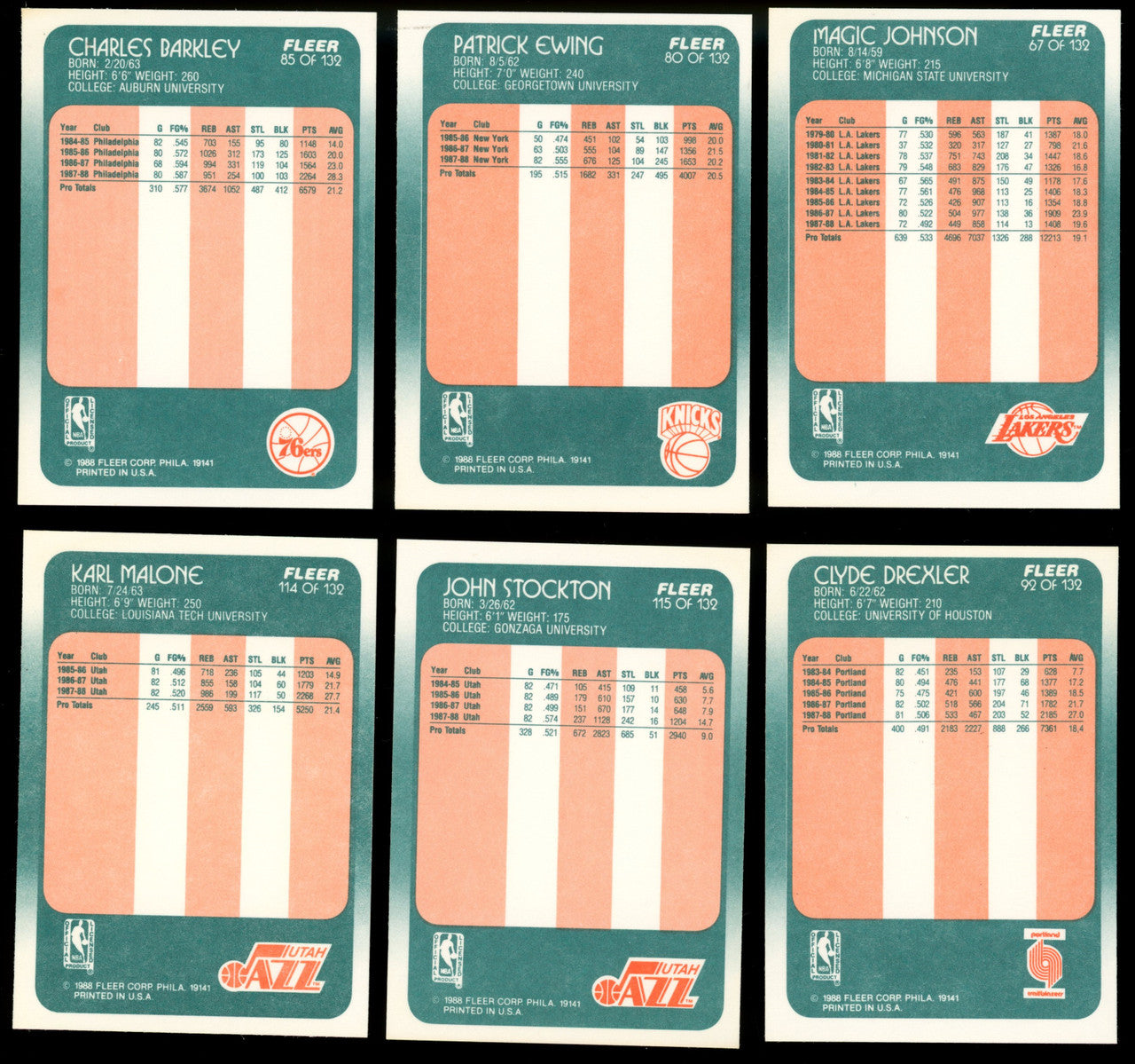 1988-89 Fleer Basketball Complete Set (132) + Stickers (11) NM-MT