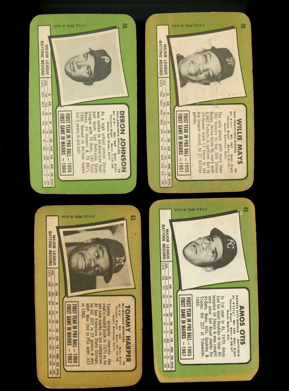 1970-1971 Topps Super Card Lot of 26 Low Grade Mays Jackson