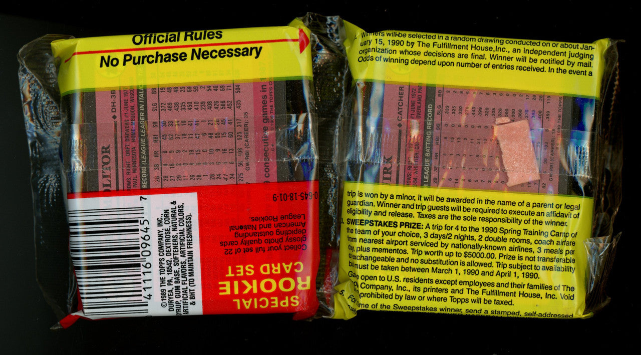 1989 Topps Baseball Jumbo Pack 100 Cards Randy Johnson RC on Front