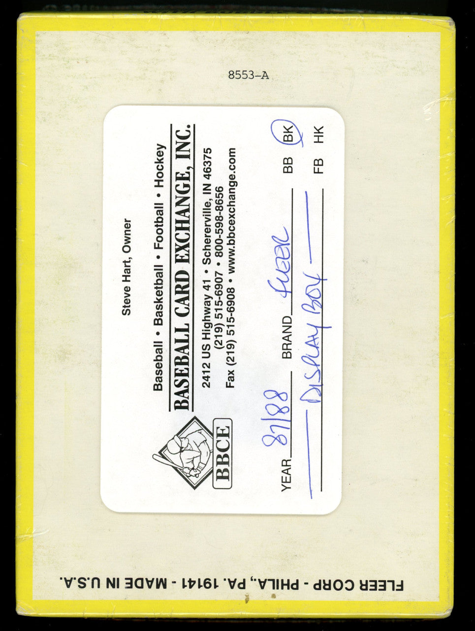 1987-88 Fleer Basketball Empty Box BBCE Wrapped