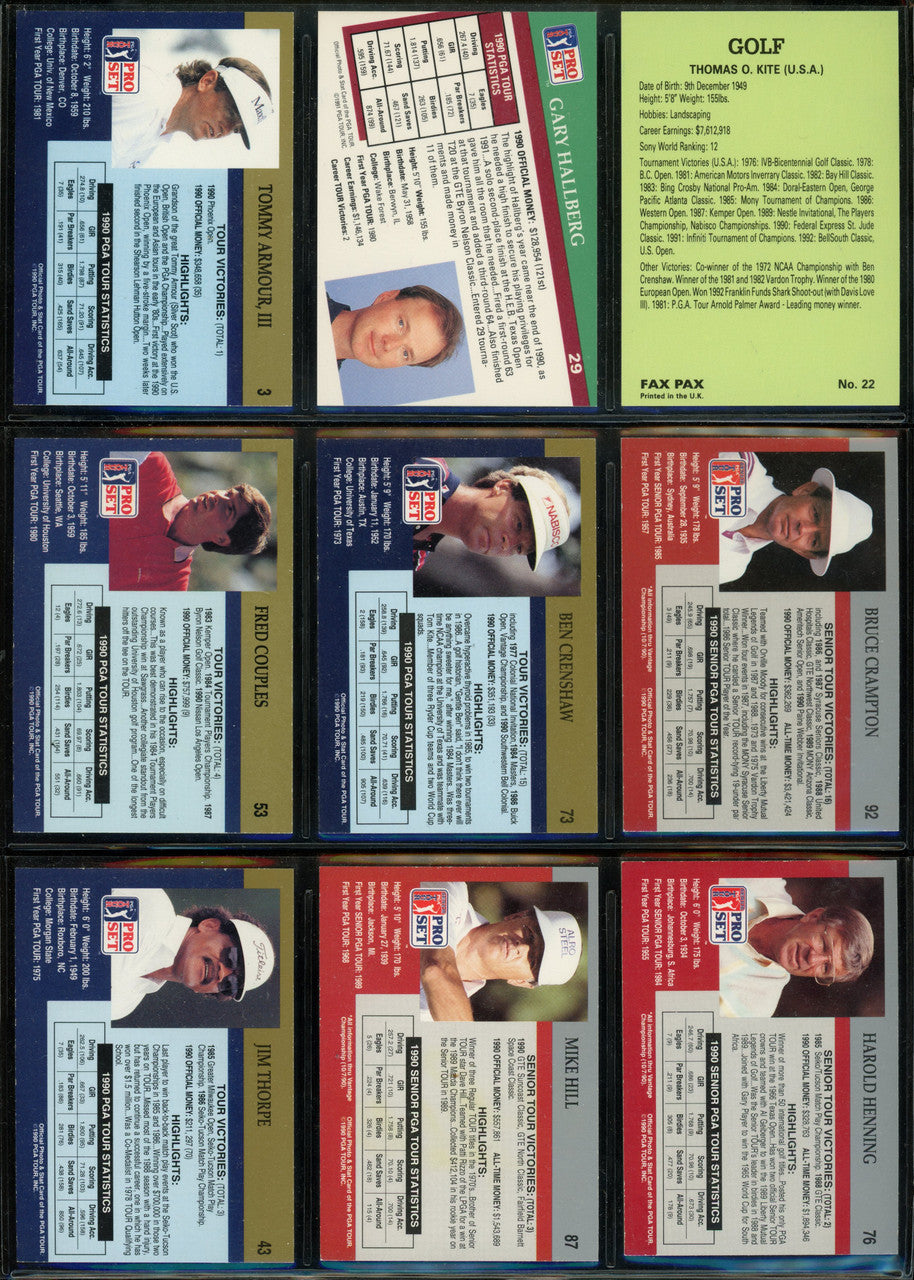 1990-1992 Pro Set Golf Signed Autographed Cards Lot of 43 Price Couples ++