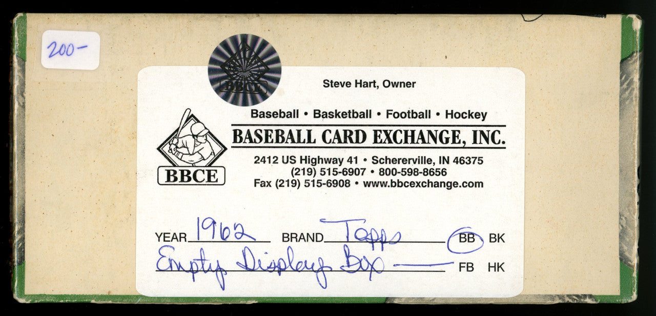1962 Topps Baseball Empty Wax Box BBCE Wrapped