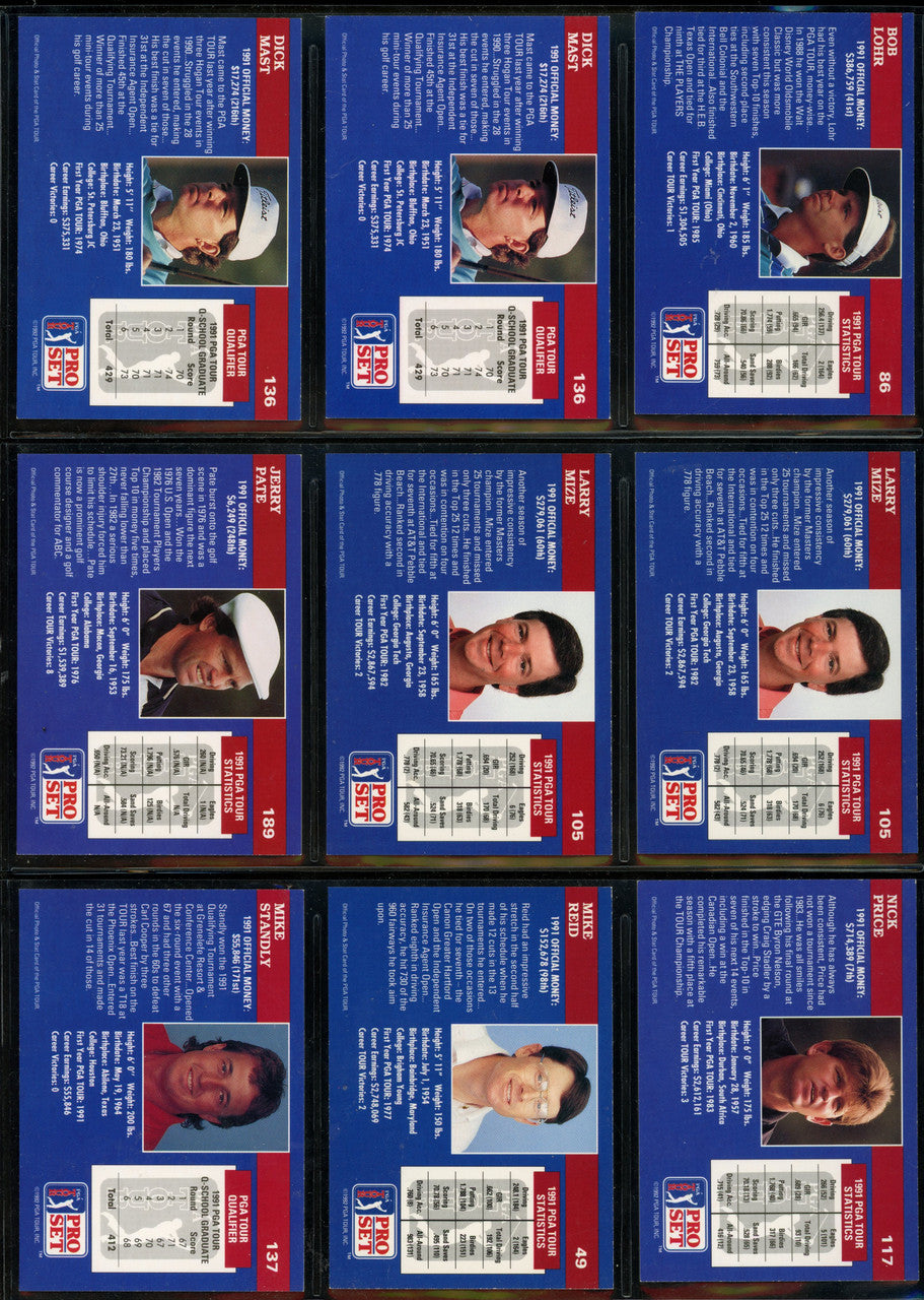 1990-1992 Pro Set Golf Signed Autographed Cards Lot of 43 Price Couples ++