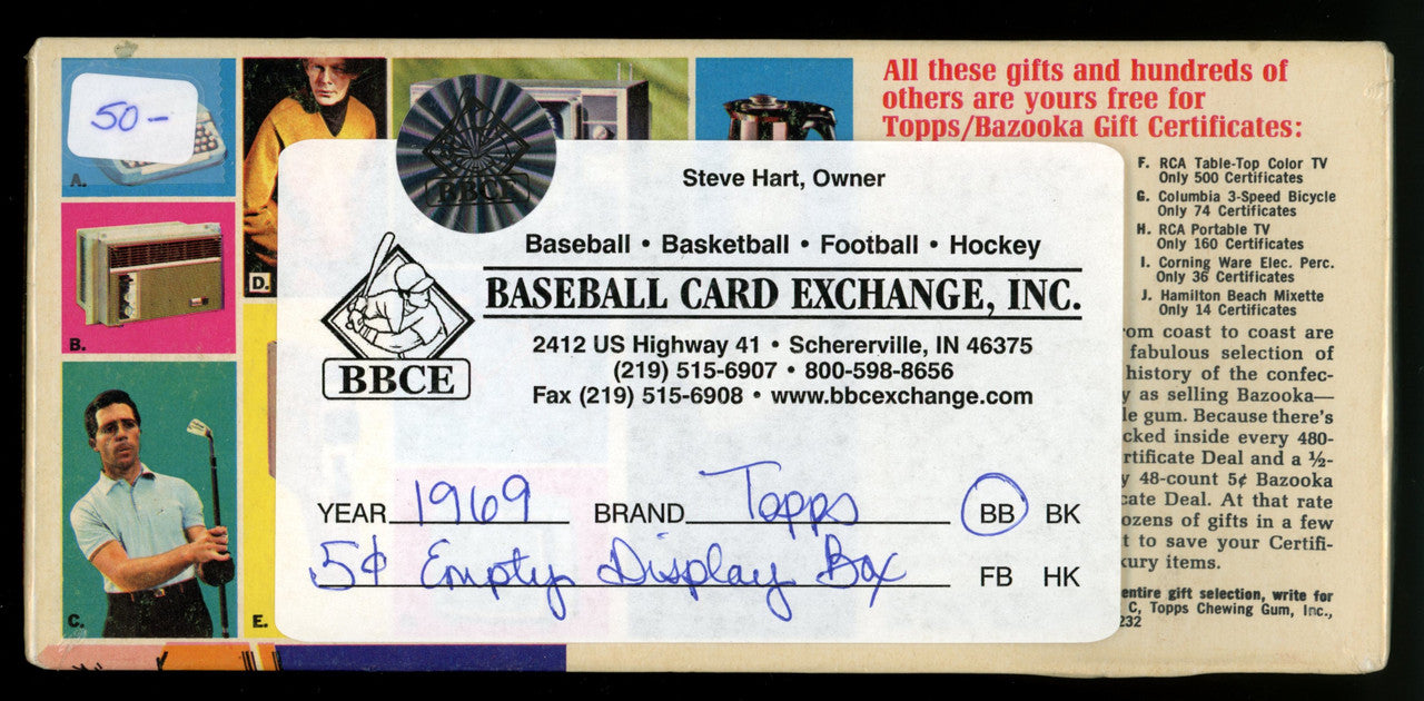 1969 Topps Baseball Empty Wax Box BBCE Wrapped