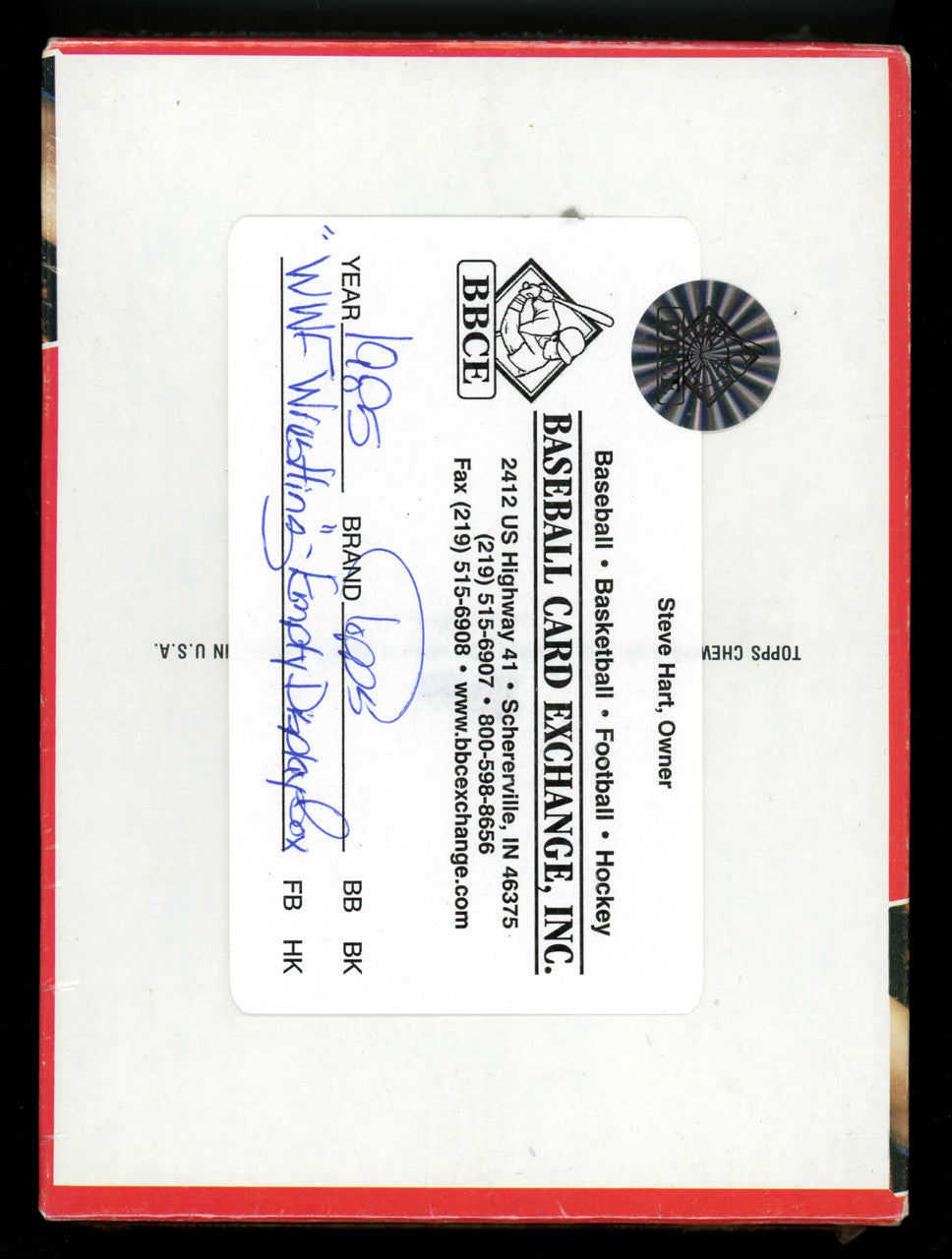 1985 Topps WWF Wrestling Empty Wax Box BBCE Wrapped